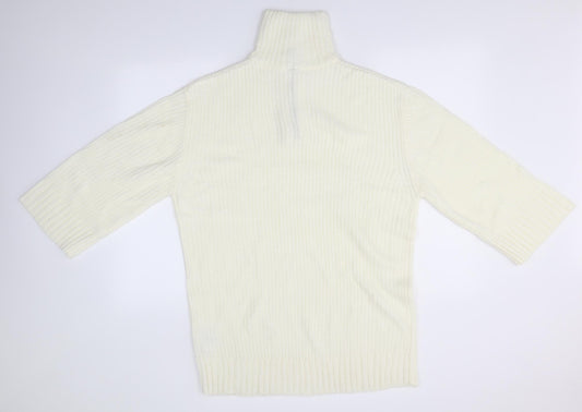 H&M Mens Ivory High Neck Acrylic Pullover Jumper Size S