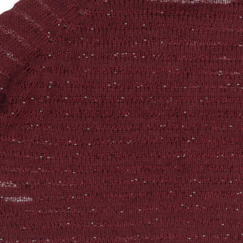 Love knitwear Womens Purple Round Neck Acrylic Pullover Jumper Size 14