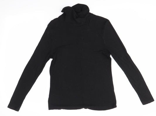 Avenue Womens Black Viscose Basic Blouse Size 10 Roll Neck