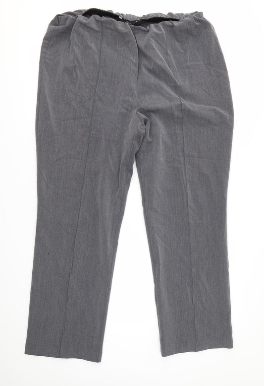 Additional front view of Bonmarché women’s grey polyester dress pants trousers, size UK 18, 28-inch leg regular