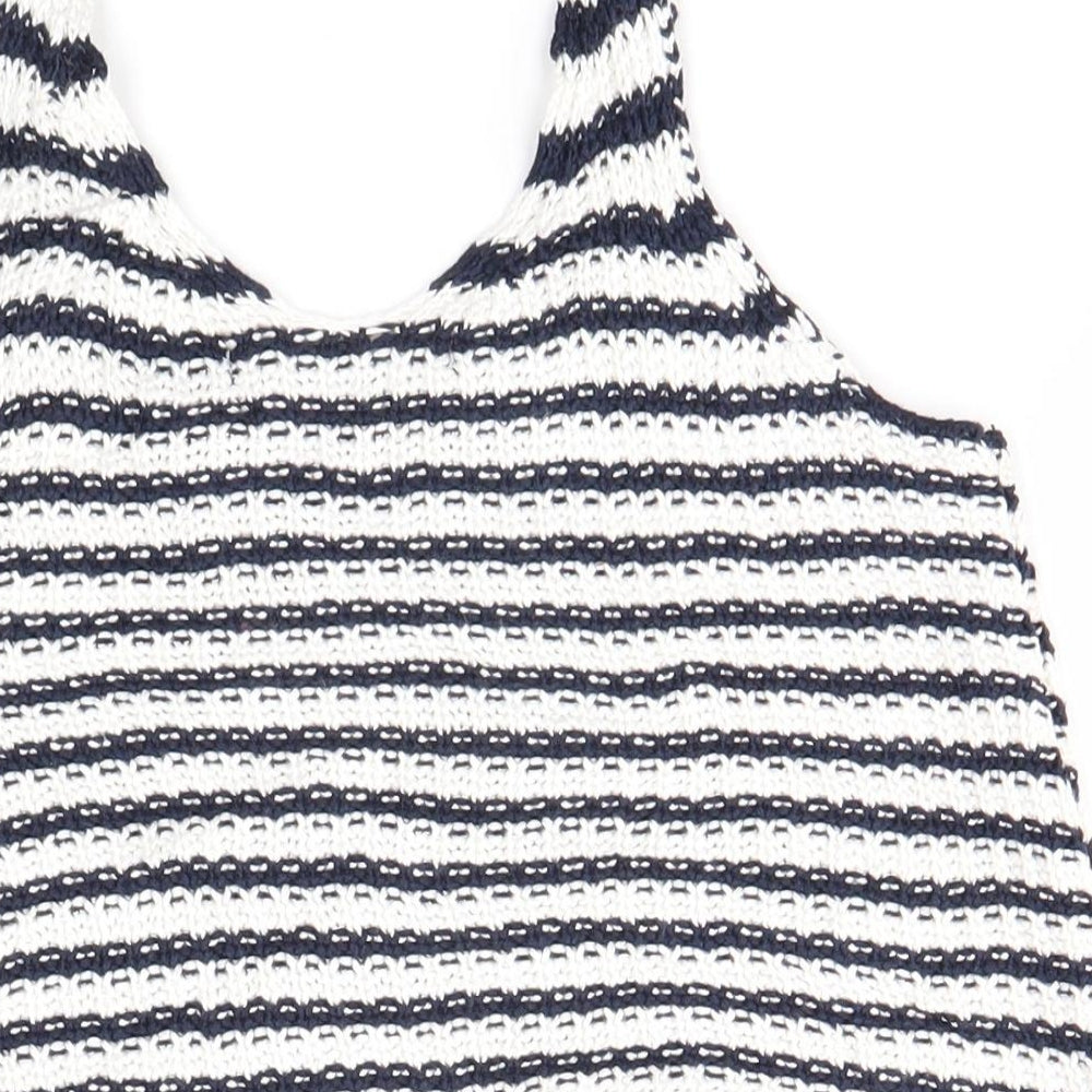 Primark Womens Multicoloured Striped Viscose Basic Blouse Size 8 Round Neck