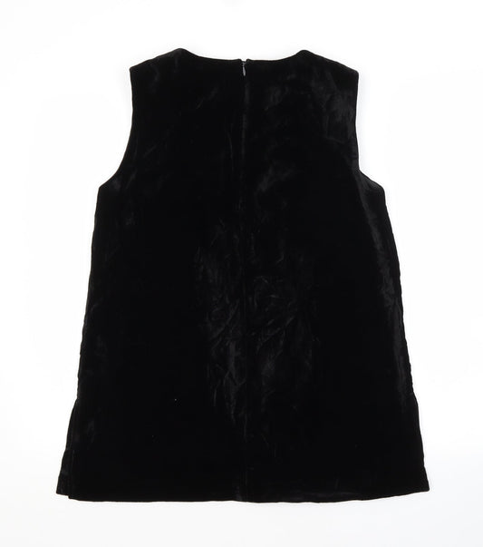 M&S Womens Black Viscose Basic Blouse Size 12 Scoop Neck