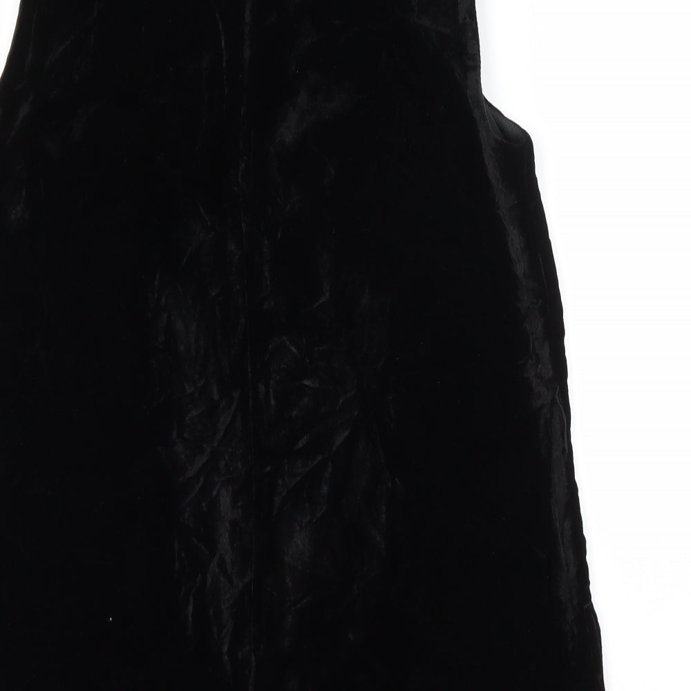 M&S Womens Black Viscose Basic Blouse Size 12 Scoop Neck