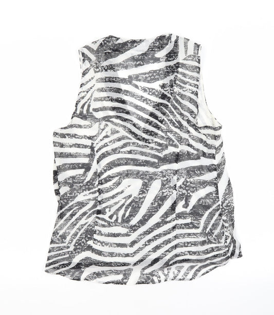 Womens UK Size 8 H&M White Tunic Button-Up