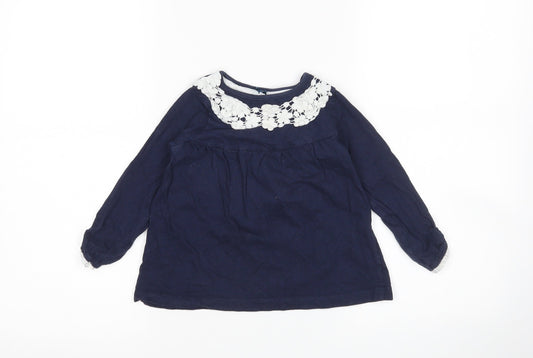 Crafted Girls Blue Cotton T-Shirt Dress Size 12-18 Months Round Neck