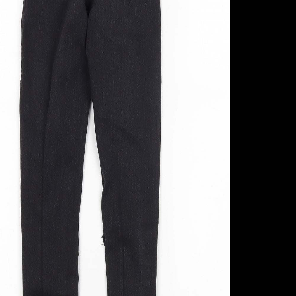 Brand and care label for Topshop women’s black cotton skinny jeans, size UK 25, in, 28-inch leg regular