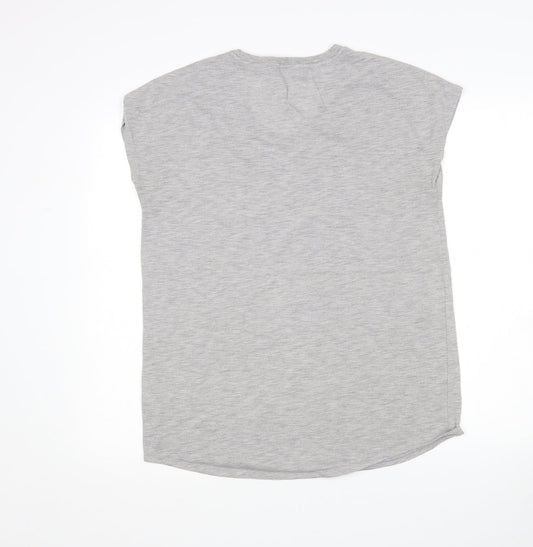 Papaya Womens Grey Polyester Basic T-Shirt Size M V-Neck