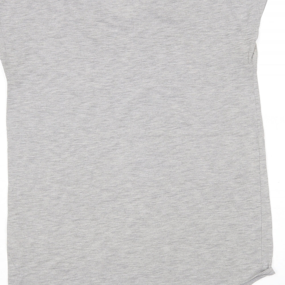 Papaya Womens Grey Polyester Basic T-Shirt Size M V-Neck