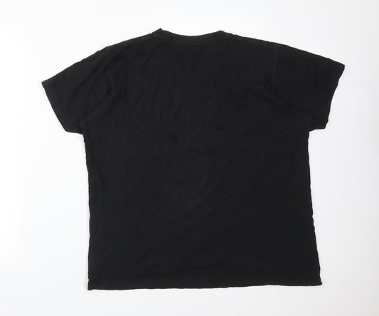 Preworn Mens Black Cotton T-Shirt Size M V-Neck