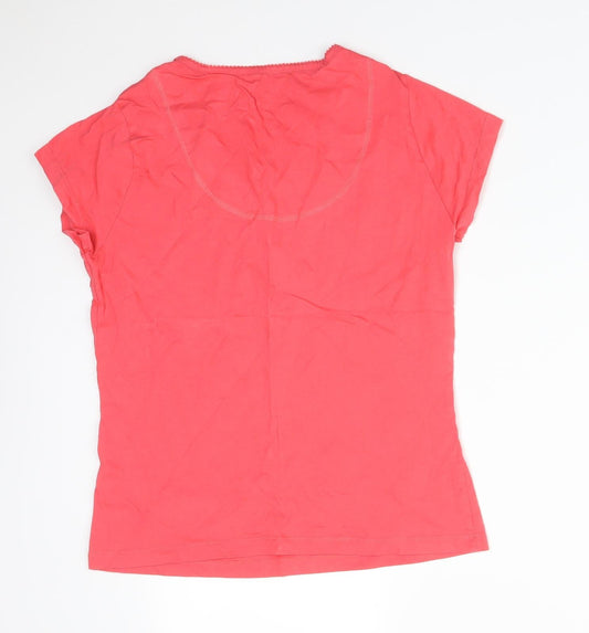 M&S Womens Pink Cotton Basic T-Shirt Size 10 Round Neck