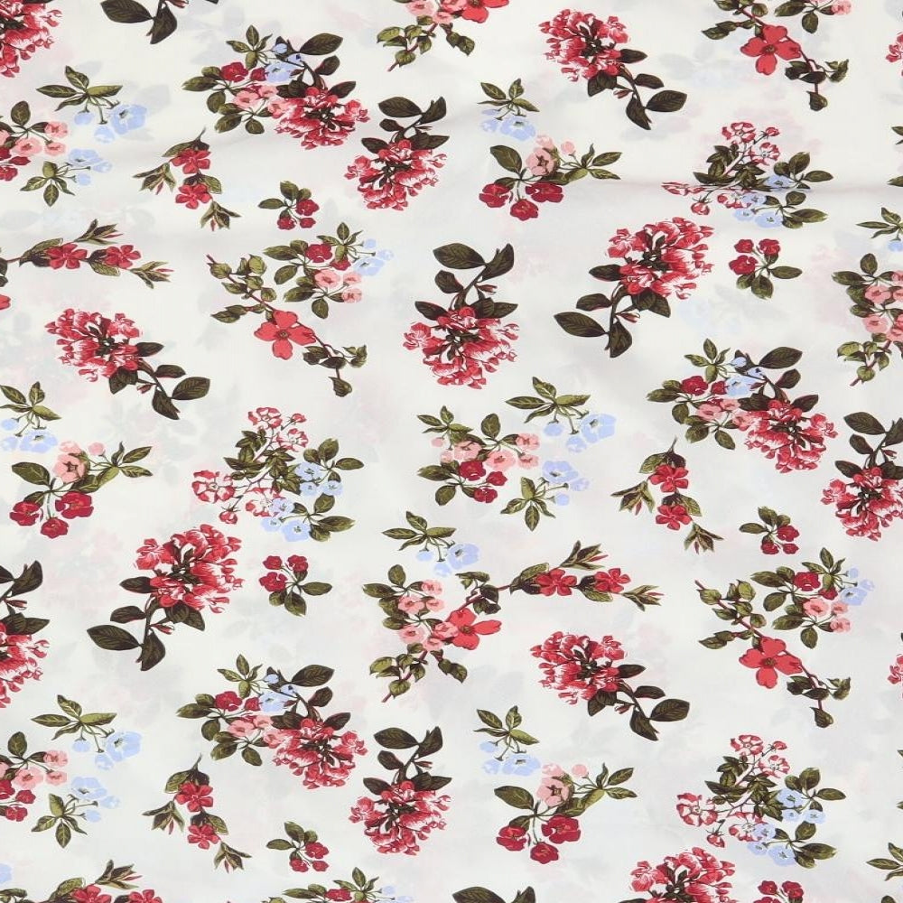 Anthology Womens Grey Floral Basic Blouse V-Neck