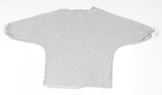 Cotton Traders Womens Grey Round Neck Viscose Pullover Jumper Size 16