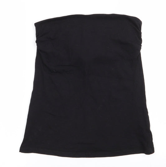 Additional front view of Matalan women’s black cotton basic t-shirt, size UK 12, off the shoulder