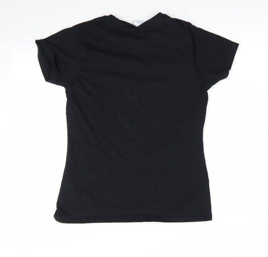 Womens UK Size M Port & Company Black Basic T-Shirt