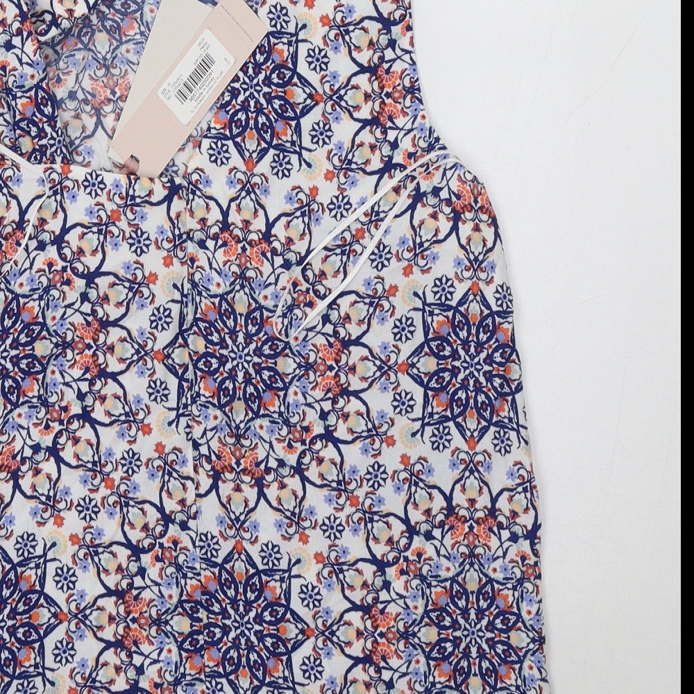 TU Womens Blue Floral Viscose Basic Blouse Size 10 One Shoulder