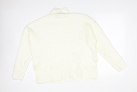 Primark Womens White High Neck Acrylic Pullover Jumper Size M