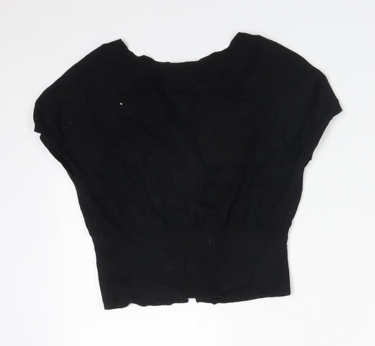 BAY Womens Black Round Neck Cotton Cardigan Jumper Size 10