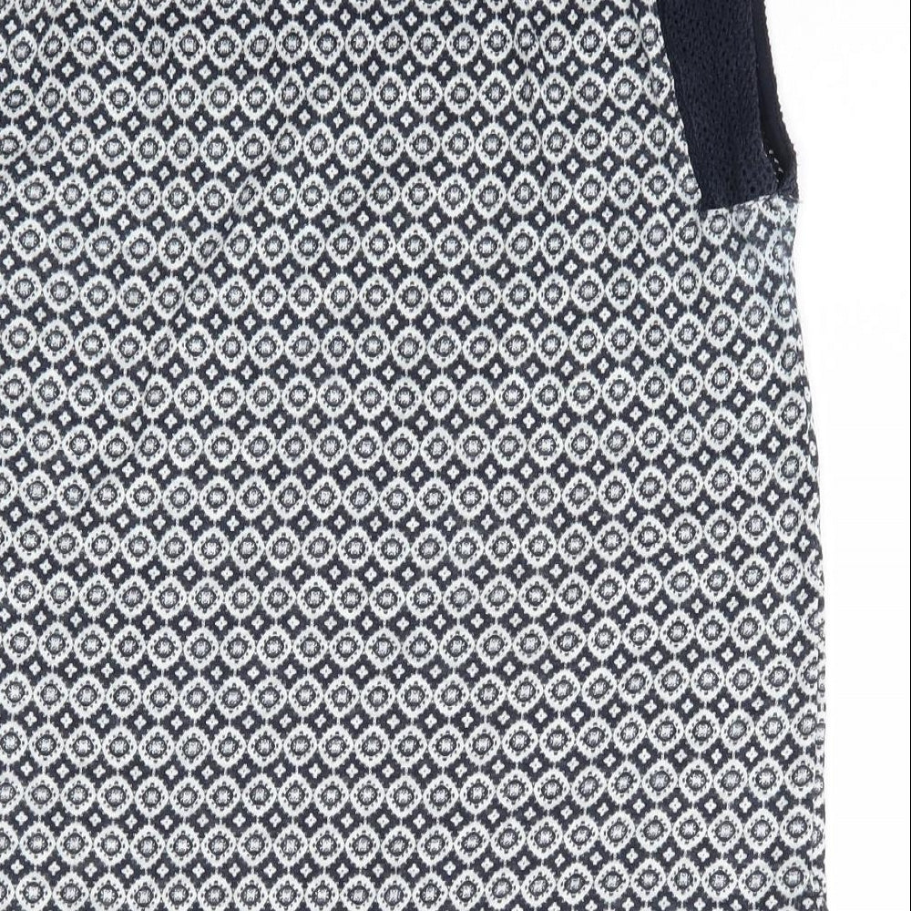 M&S Womens Blue Cotton Basic Blouse Size 10 Round Neck