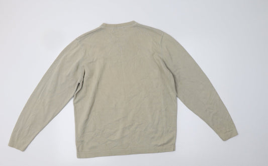 M&S Mens Beige V-Neck Cotton Pullover Jumper Size M