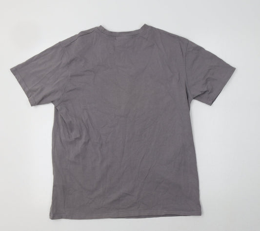 Mennace Mens Grey Cotton T-Shirt Size S Crew Neck