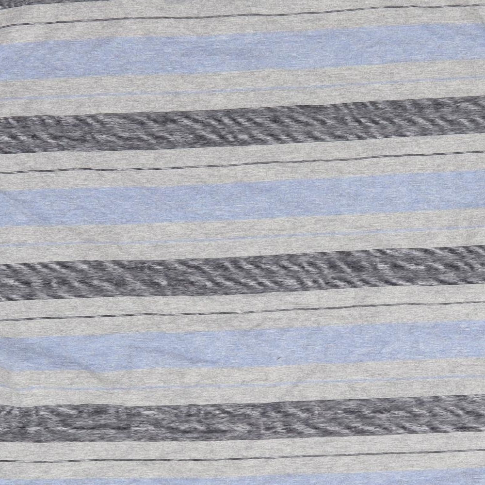 George Mens Blue Striped Cotton T-Shirt Size M V-Neck - Blue Grey