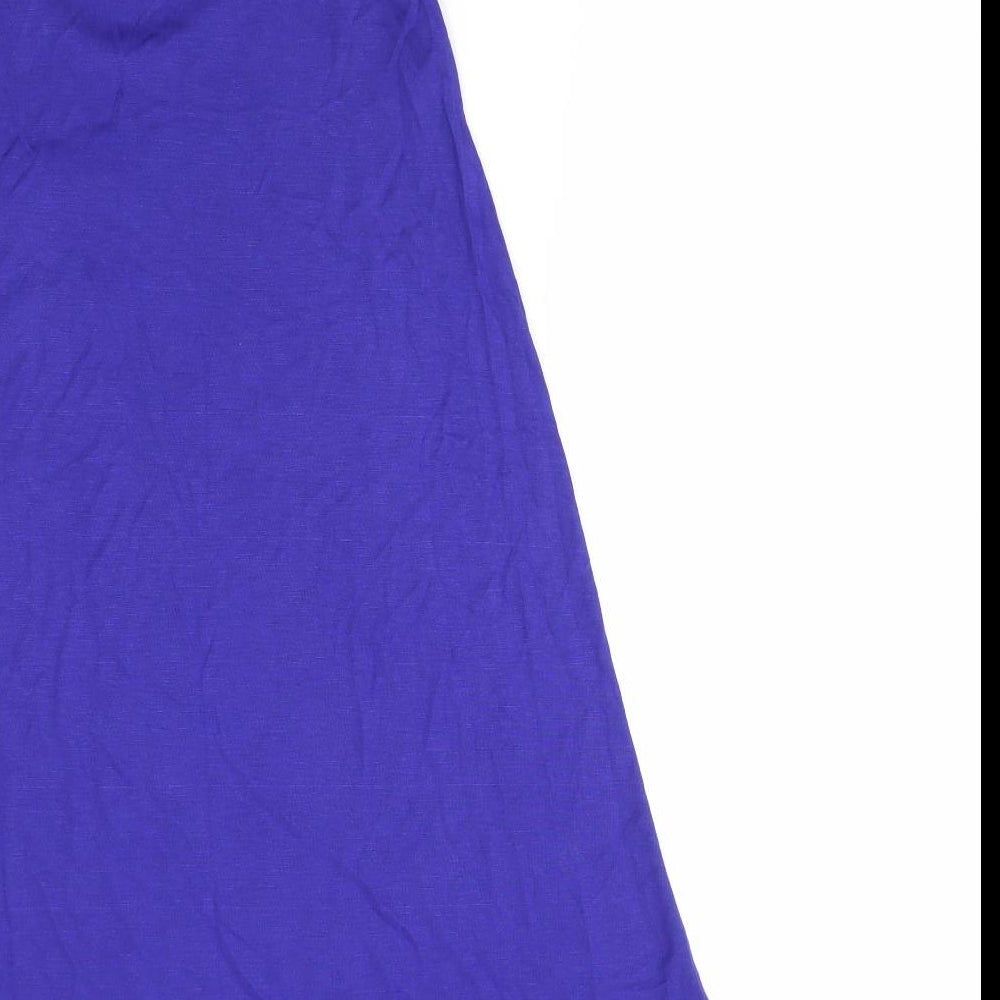 Brand and care label for E-vie women’s purple viscose a-line, size UK 10, scoop neck - slip tank t-shirt