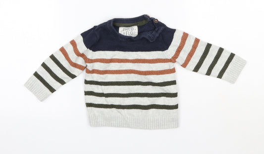 Fred & Flo Baby Multicoloured 100% Cotton Pullover Jumper Size 3-6 Months