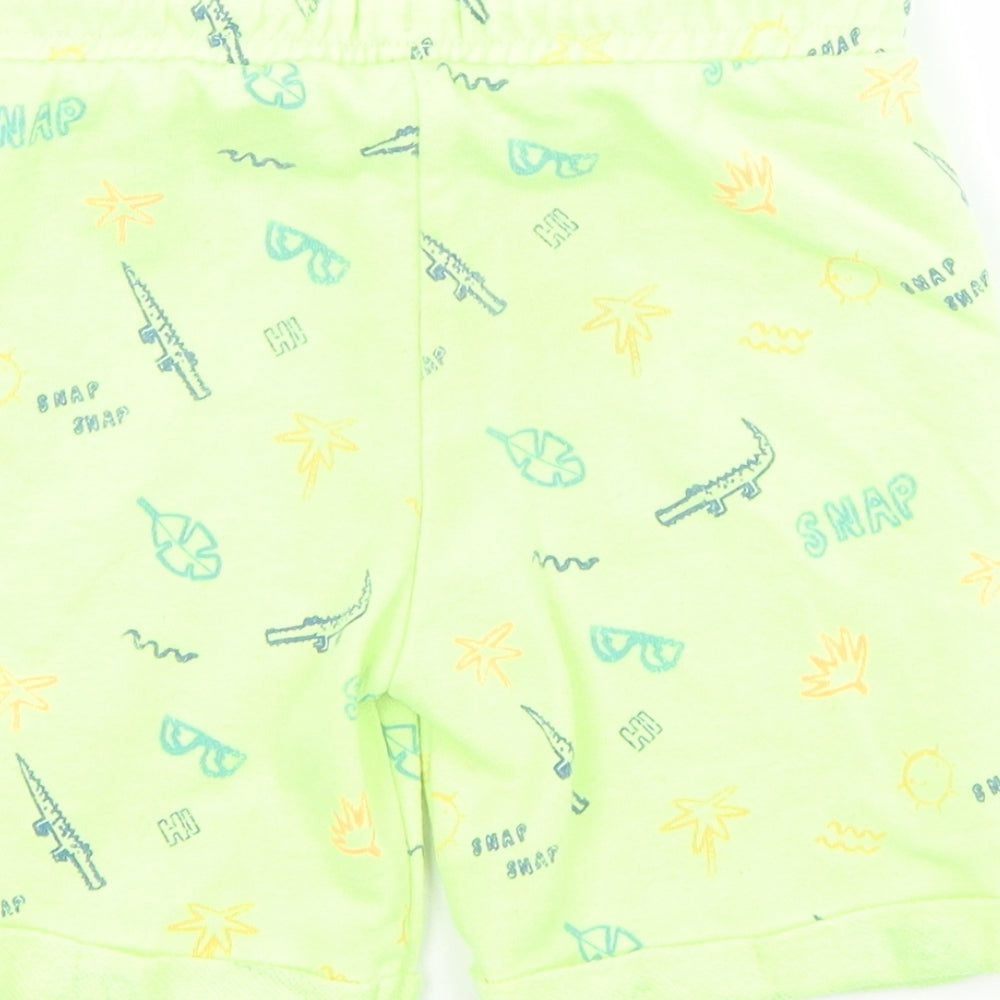 F&F Boys Green Geometric Cotton Sweat Shorts Size 3-4 Years Regular