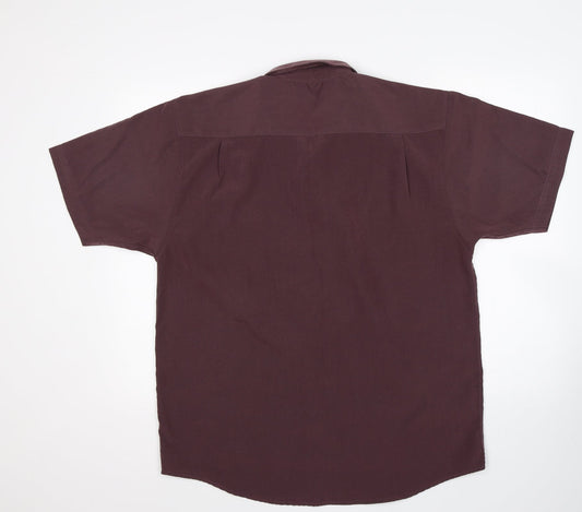 Mens UK Size M Matalan Purple Button-Up Short Sleeve Casual Shirt