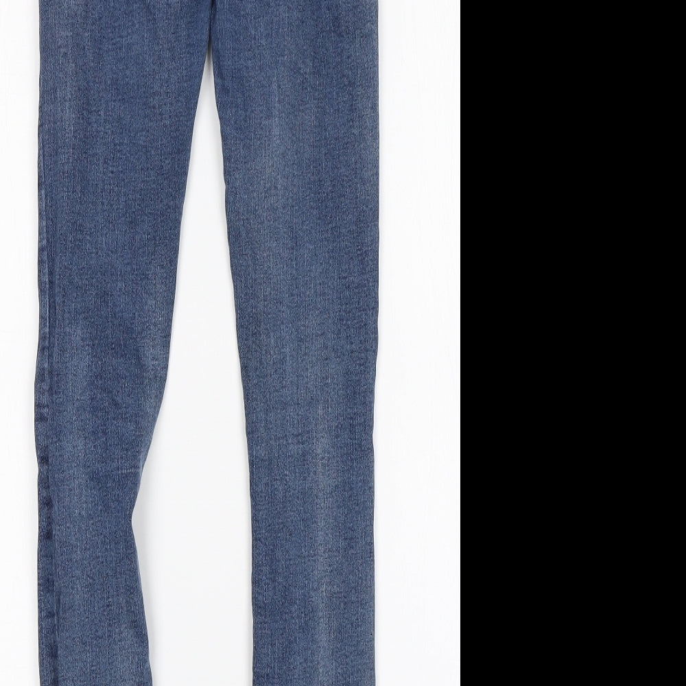 Brand and care label for Denim Co women’s blue cotton skinny jeans, size UK 6, 29-inch leg regular