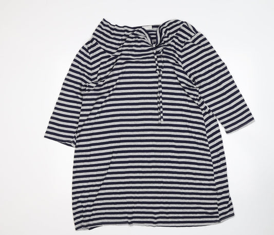 Additional front view of Roman women’s multicoloured striped viscose t-shirt dress, size L, boat neck