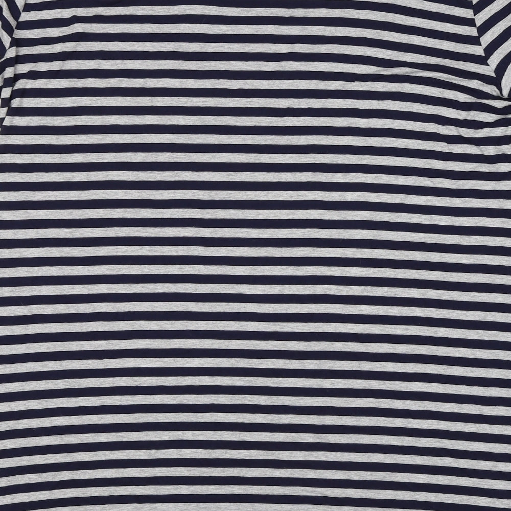Brand and care label for Roman women’s multicoloured striped viscose t-shirt dress, size L, boat neck