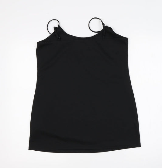 M&S Womens Black Polyester Basic Tank Size 12 Round Neck