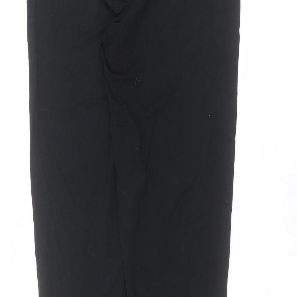 Brand and care label for Topshop women’s black viscose trousers, size UK 10, 23-inch leg regular