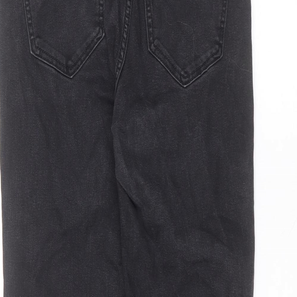Brand and care label for F&F women’s black cotton skinny jeans, size UK 10, 27-inch leg regular