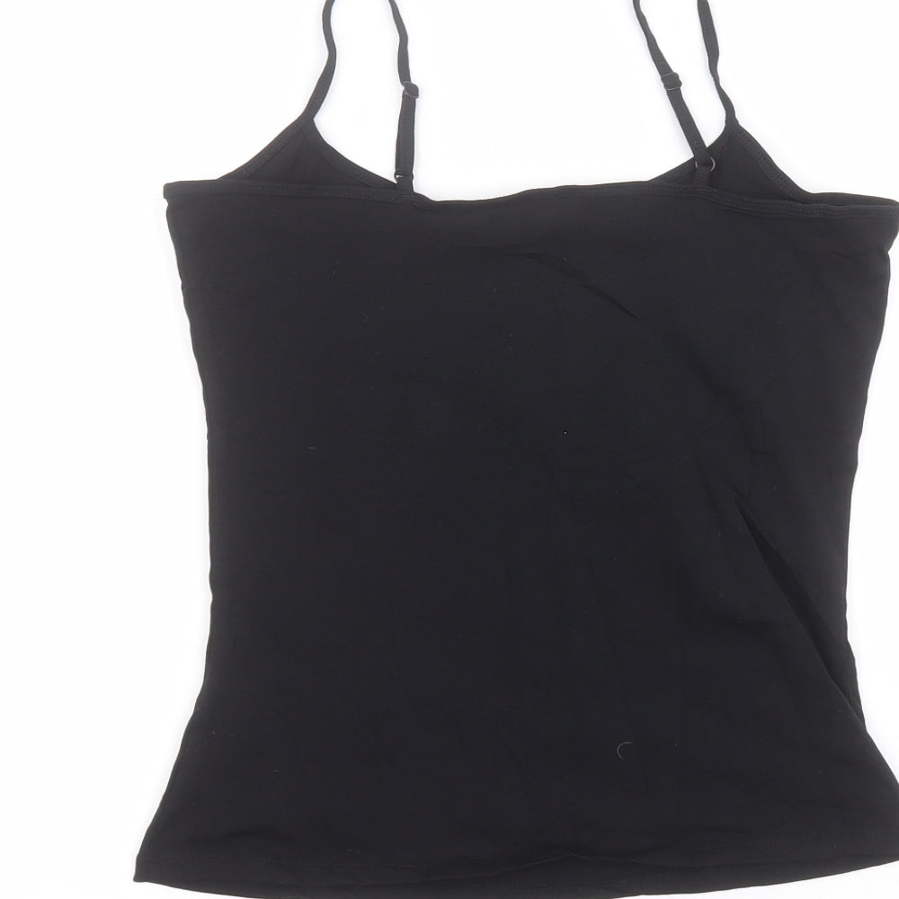 F&F Womens Black Cotton Basic T-Shirt Size 10 Round Neck