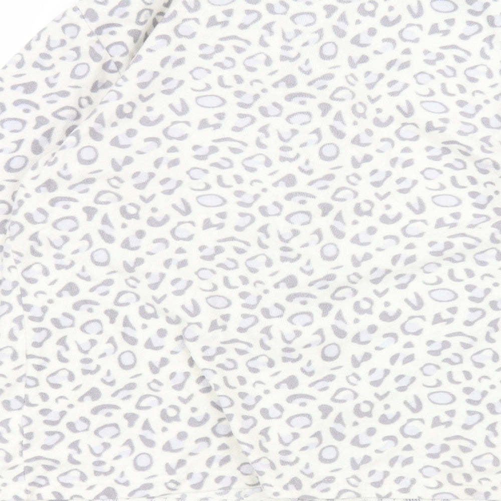 F&F Womens White Animal Print Polyester Basic Button-Up Size 12 Collared