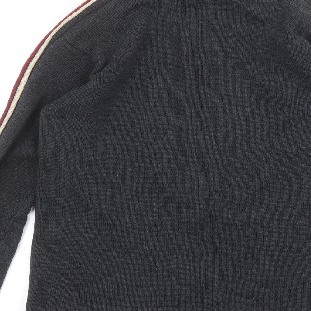 Lee Cooper Mens Black Round Neck Cotton Full Zip Jumper Size M