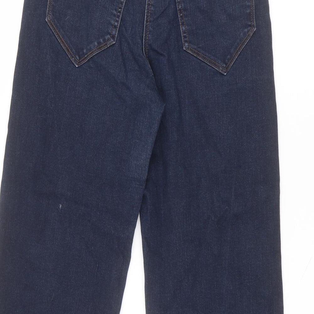 Brand and care label for Simply Be women’s blue cotton straight jeans, size UK 10, 25-inch leg regular