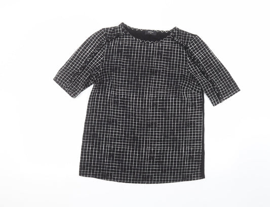 Additional front view of Matalan women’s black polyester basic t-shirt, size UK 10, round neck