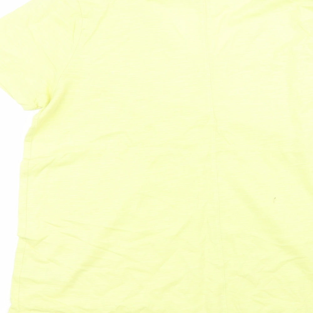 F&F Womens Yellow Cotton Basic T-Shirt Size 14 Round Neck