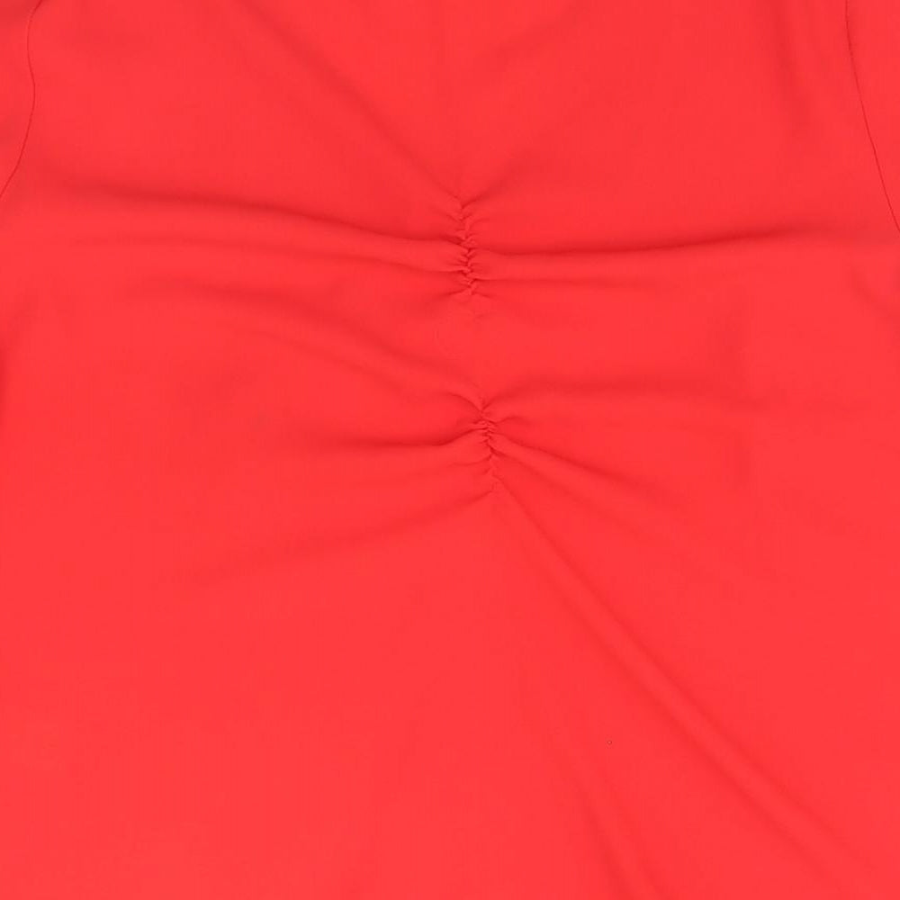 Papaya Womens Red Polyester Basic T-Shirt Size 8 V-Neck