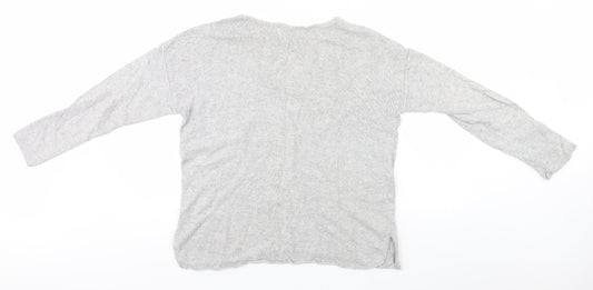 H&M Mens Grey V-Neck Cotton Pullover Jumper Size M