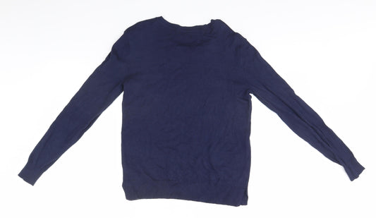 George Womens Blue Round Neck Viscose Pullover Jumper Size 8