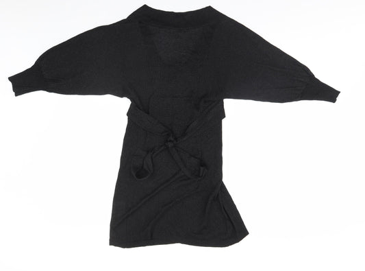 Preworn Womens Black Viscose A-Line Size S Round Neck