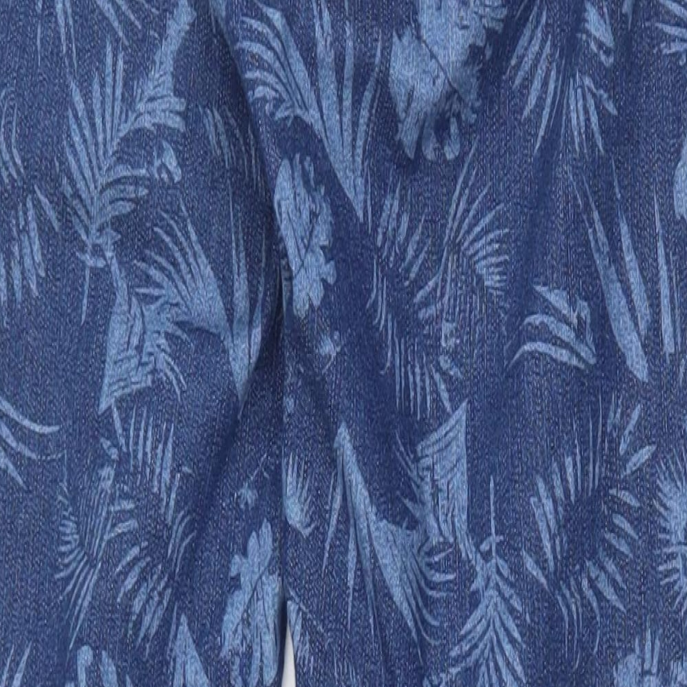 TU Womens Blue Floral Cotton Jegging Trousers Size 10 L30 in Regular