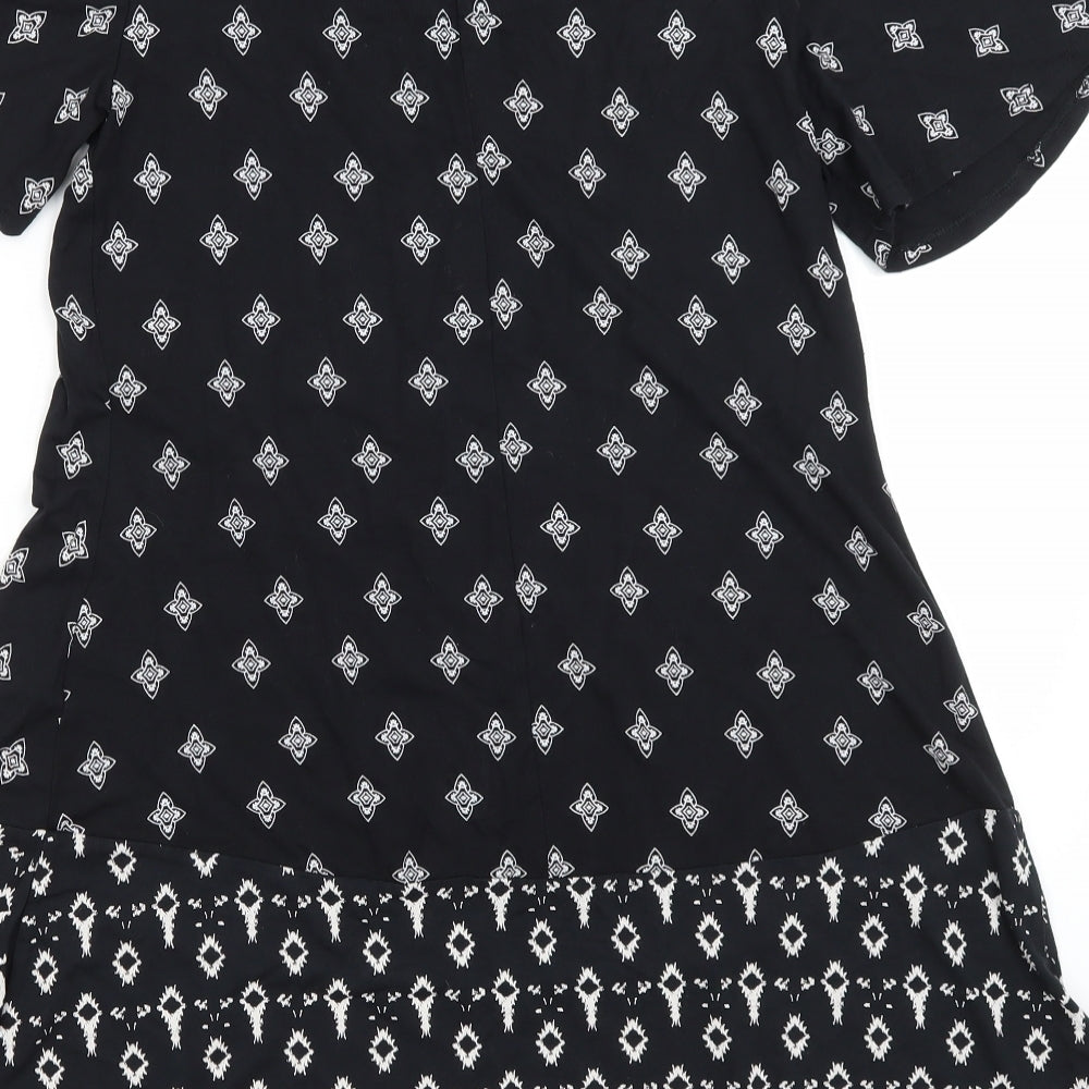 George Womens Black Paisley Viscose Mini Size 10 Crew Neck