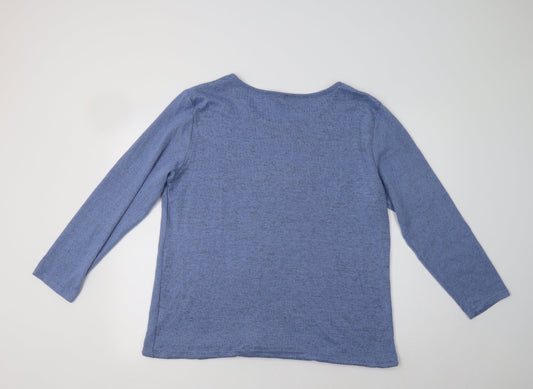 Ellie B. Womens Blue Crew Neck Polyester Pullover Jumper Size XL