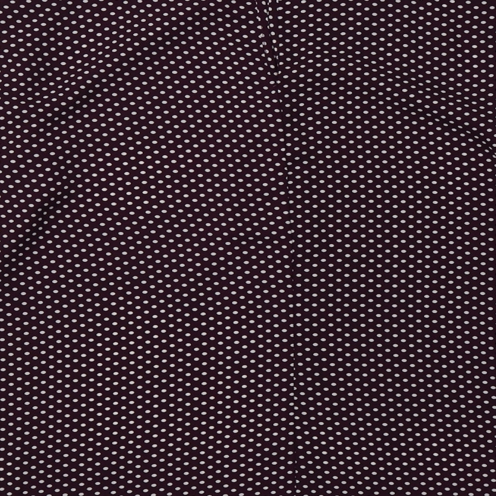Primark Womens Purple Polka Dot Polyester Basic Blouse Size 12 Crew Neck
