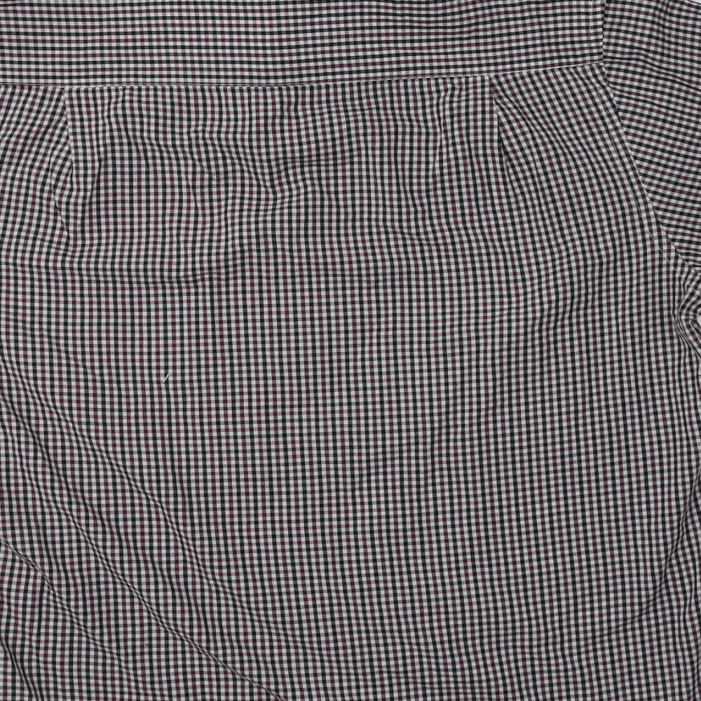 Primark Mens Grey Check Polyester Button-Up Size XL Collared